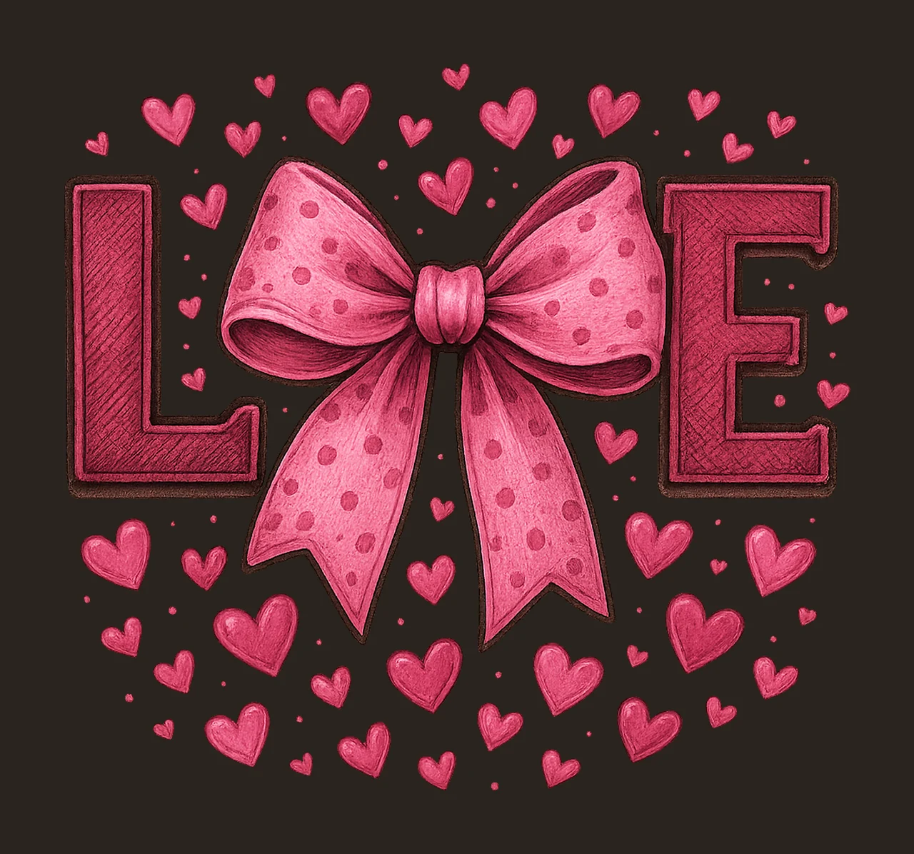 Xoxo Coquette Heart Bows Pink Valentine Brushstroke Design contrast preview thumbnail
