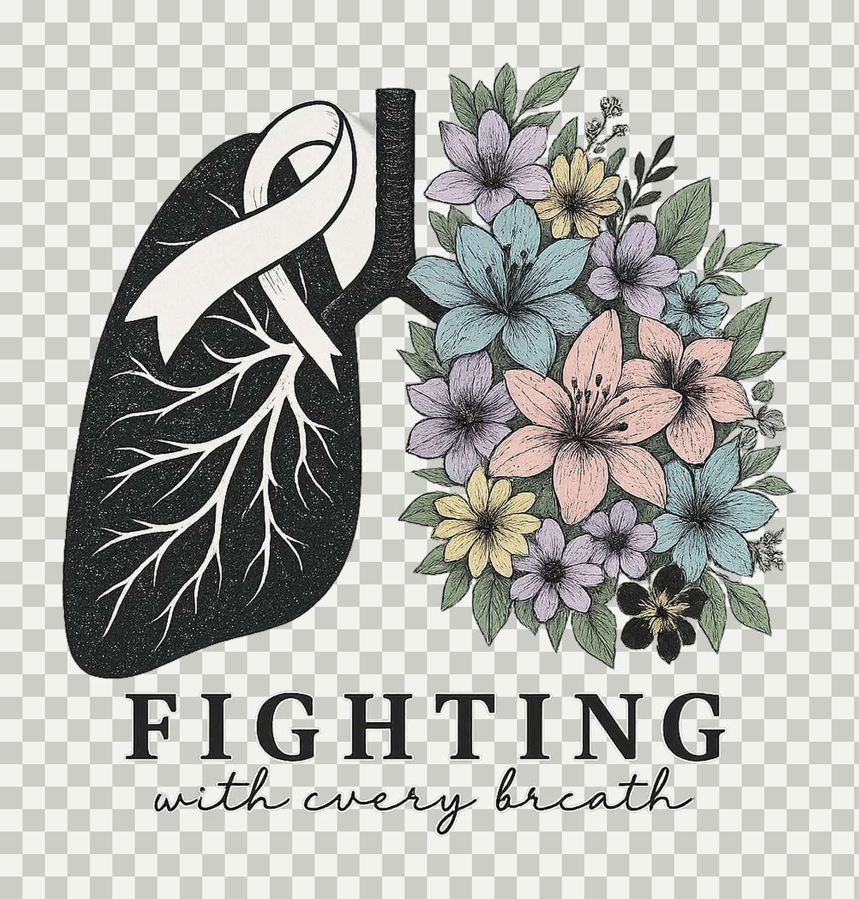 Floral Lungs Floral Lungs Design Nurse Sublimation Design transparency and detail preview thumbnail