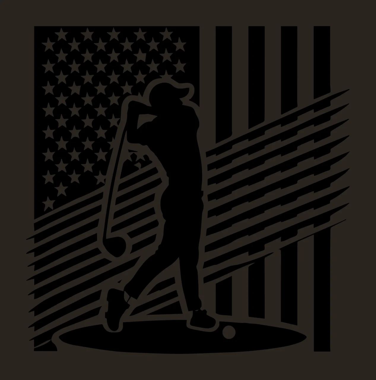 Golf Player American Flag Silhouette golfer swinging club ball contrast preview thumbnail