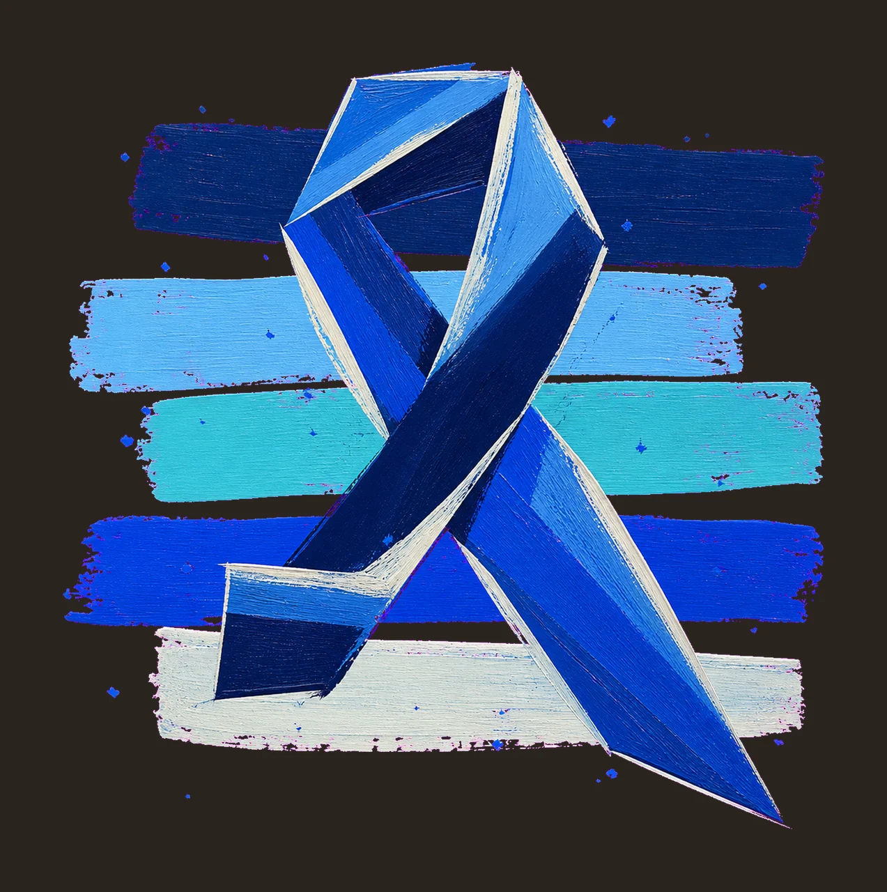 Blue Diabetes Awareness Ribbon Brush Stripes Variation A contrast preview thumbnail