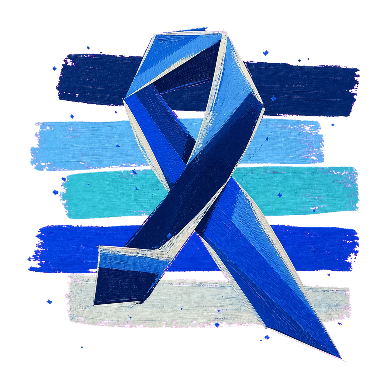 Blue Diabetes Awareness Ribbon Brush Stripes Variation A