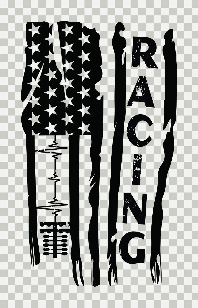 Heart Flag Racing Distressed With Monitor display line stripes transparency and detail preview thumbnail