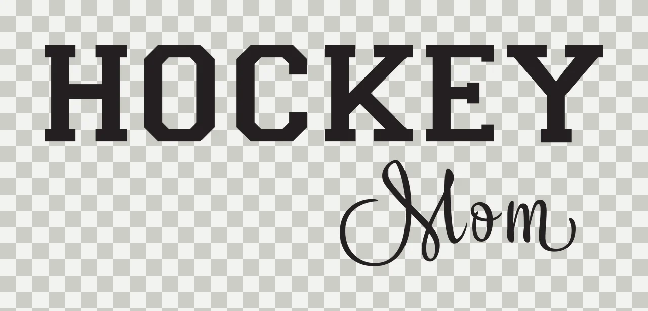 HOCKEY Mom Typography Design with HOCKEY text in black and white transparency and detail preview thumbnail