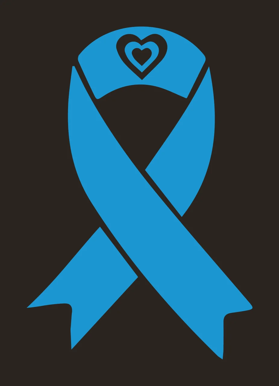 Ribbon Awareness With Silhouette And Heart In Black contrast preview thumbnail