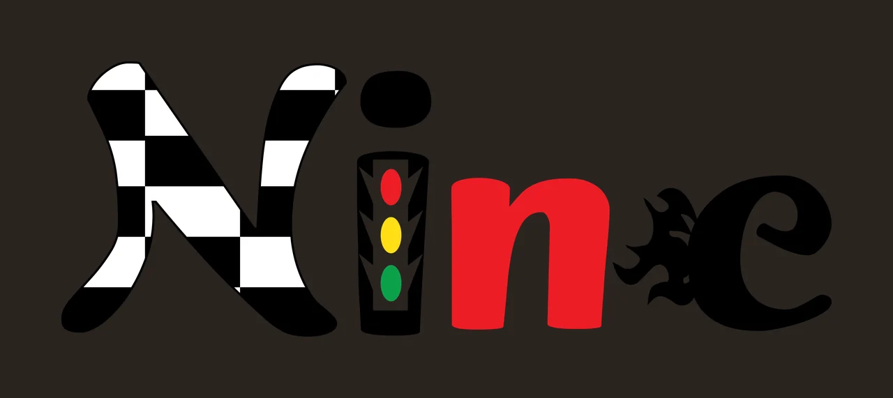 Nine Black Text With Traffic Light And Flame display white contrast preview thumbnail