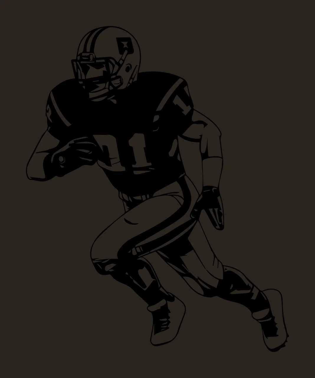 Football Player Running Silhouette Graphic helmet jersey pants contrast preview thumbnail