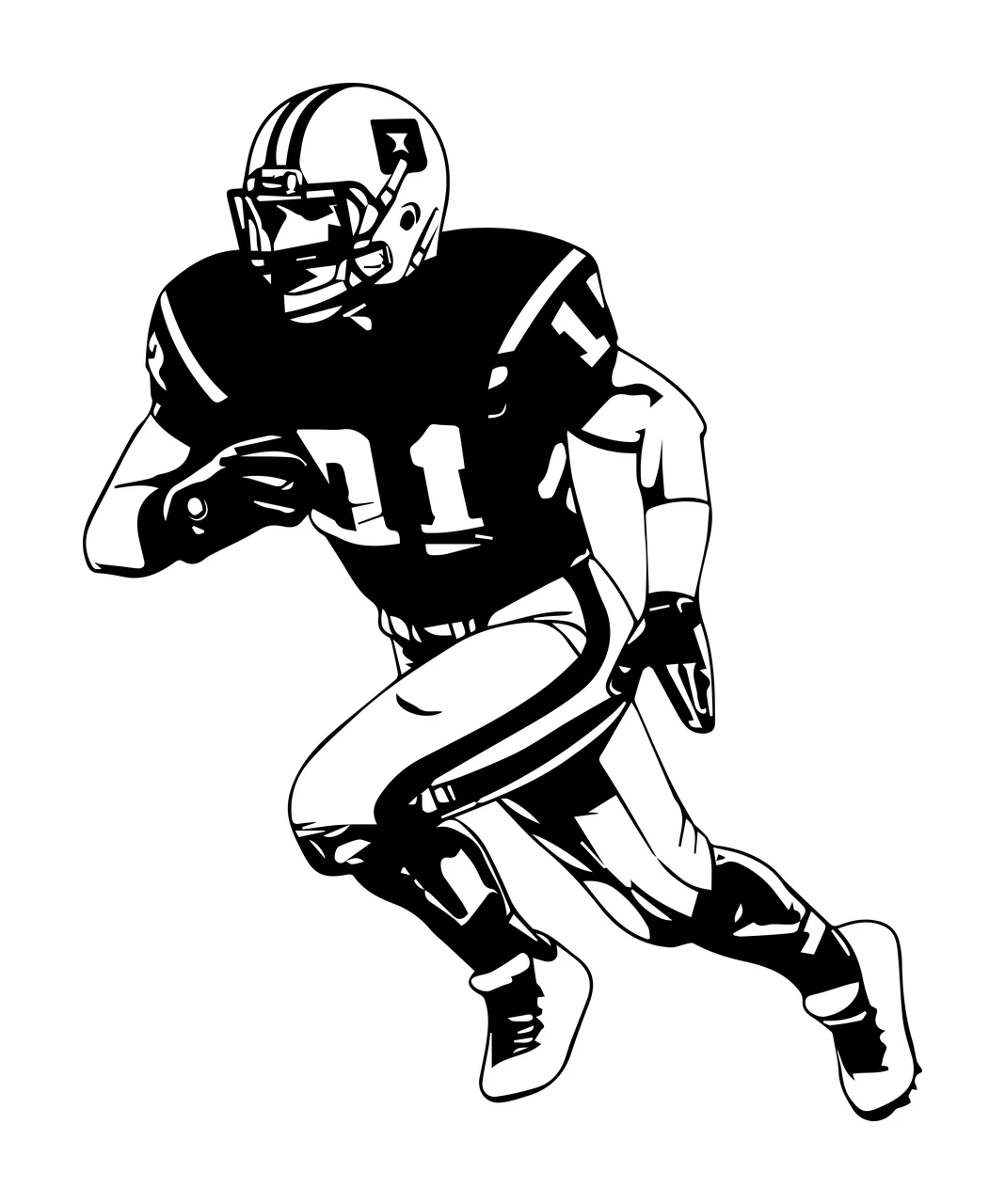 Football Player Running Silhouette Graphic helmet jersey pants