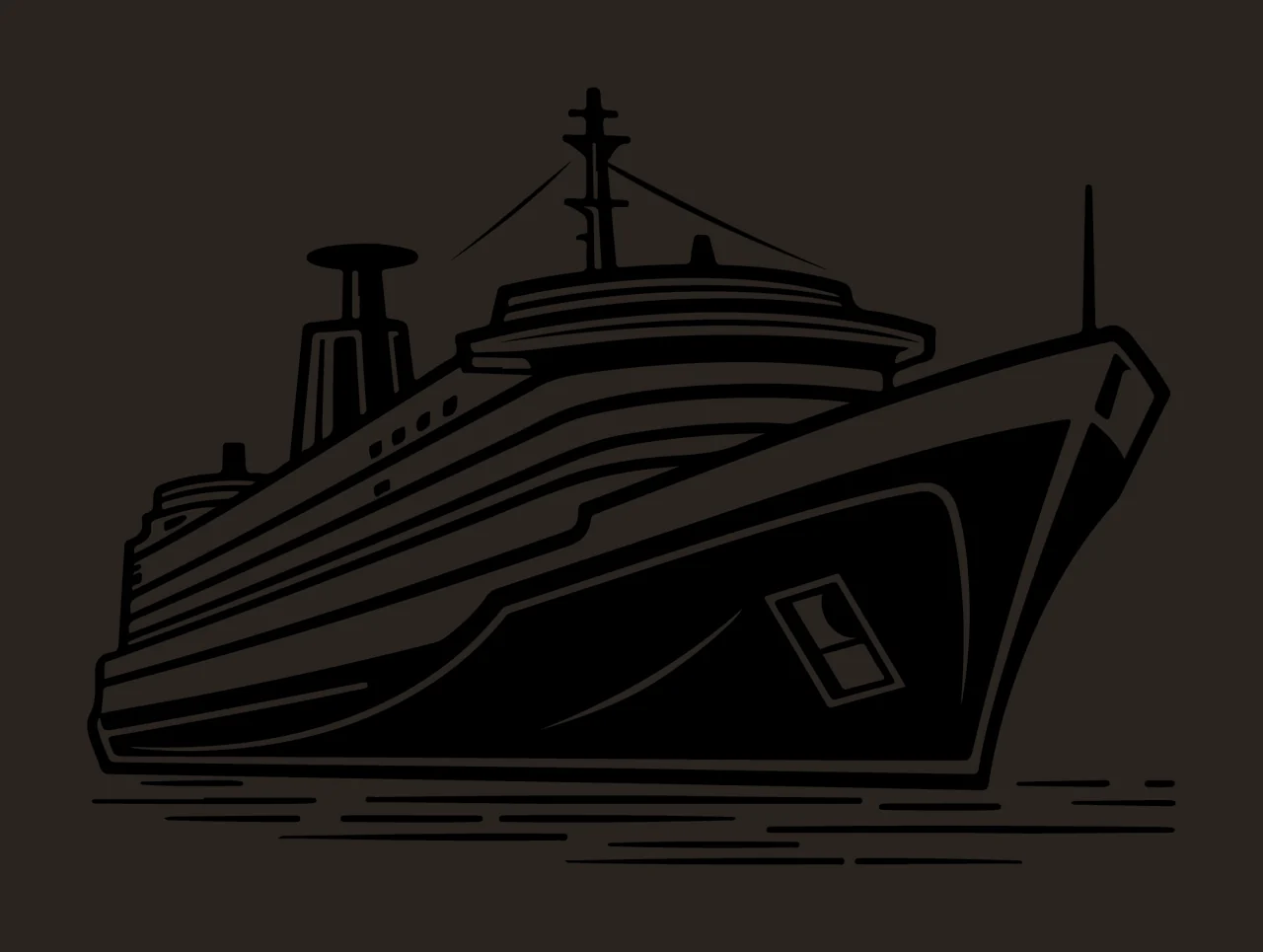 Ship Large Sailing Illustration Black White waves hull ocean contrast preview thumbnail