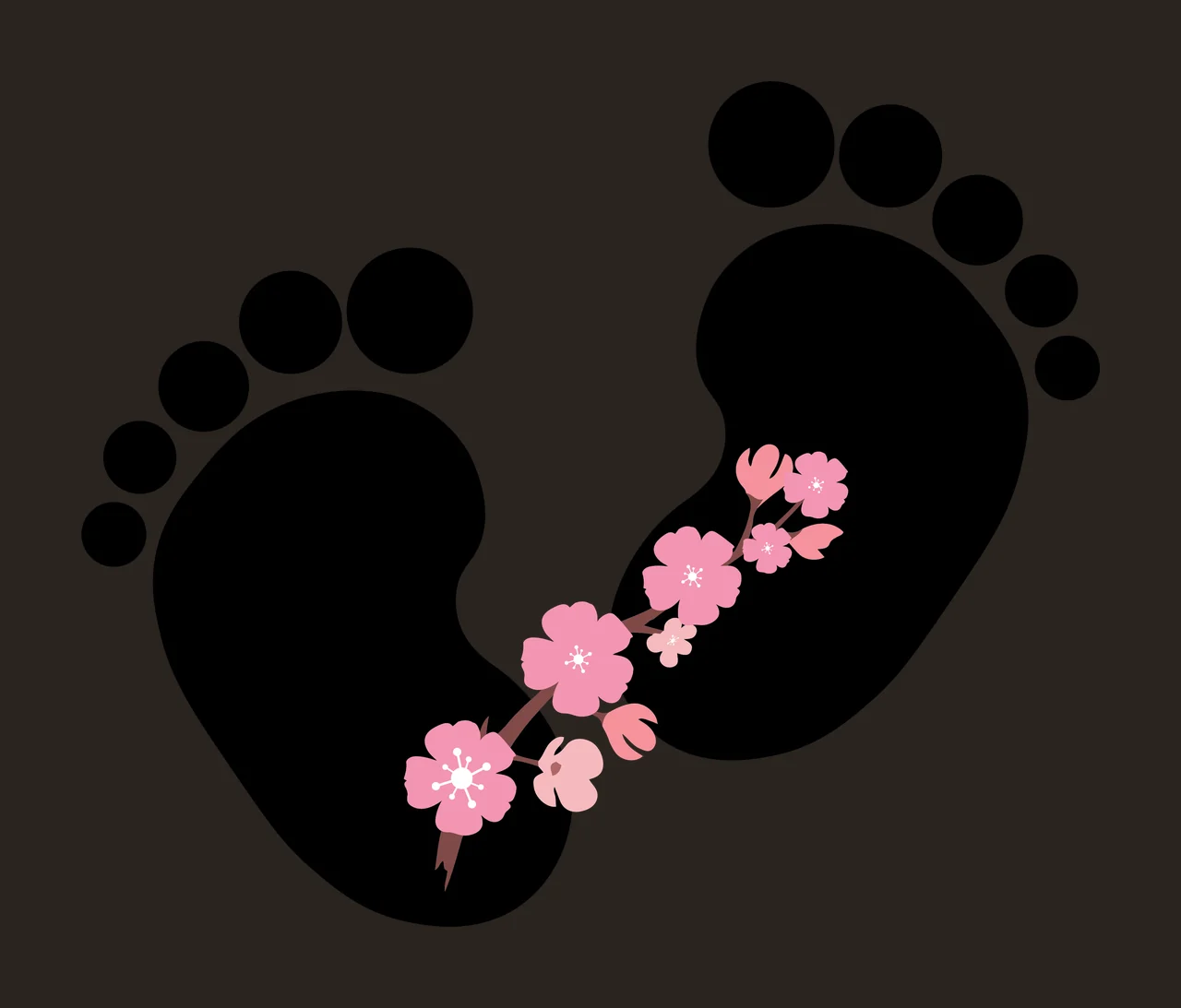 Baby Feet Footprints With Four Leaf Clover Step silhouette contrast preview thumbnail