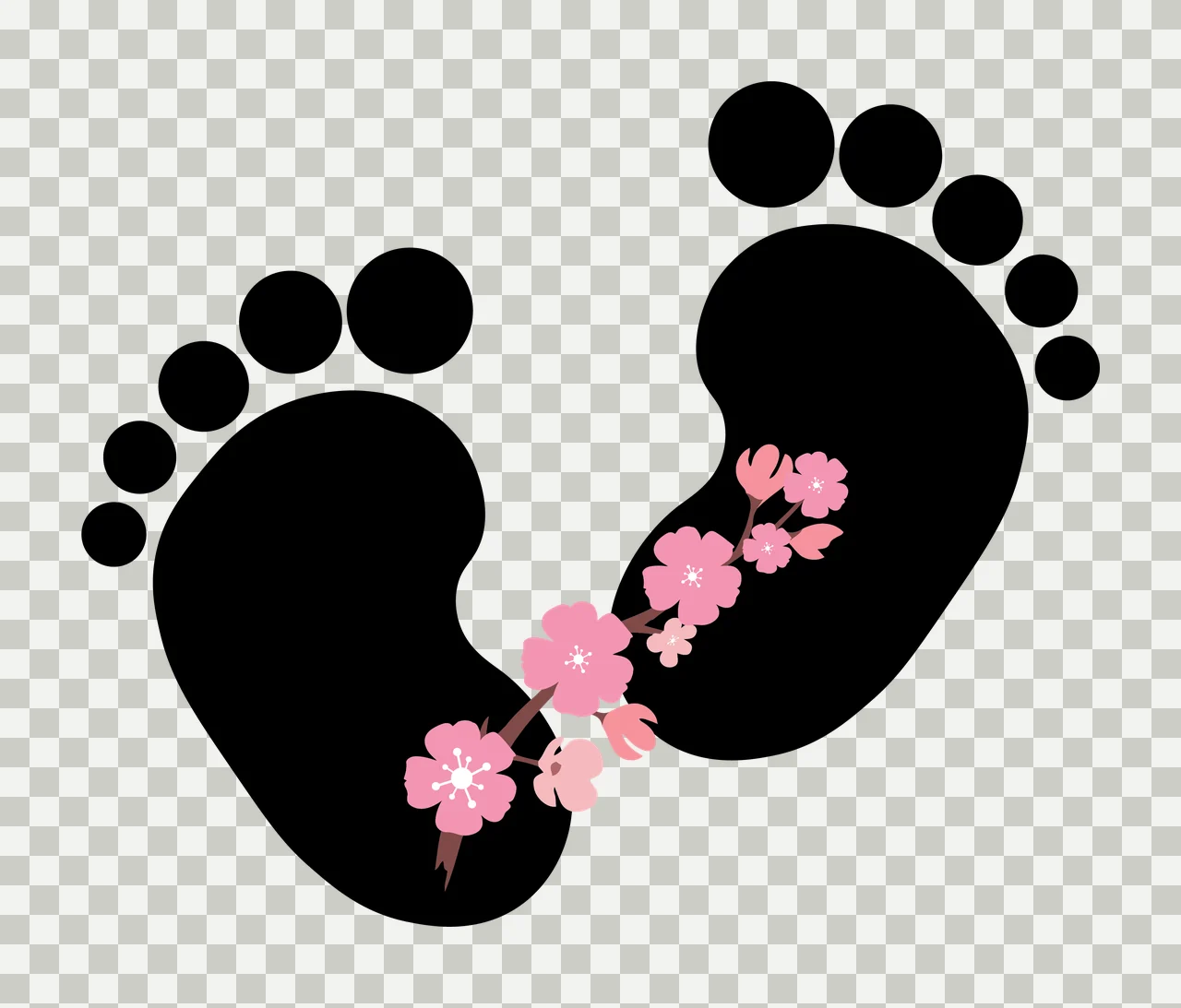 Baby Feet Footprints With Four Leaf Clover Step silhouette transparency and detail preview thumbnail
