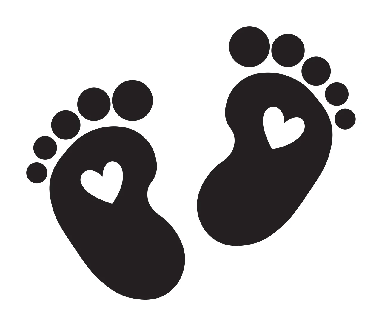 Feet Baby Footprints With Small Heart Cutouts hearts black