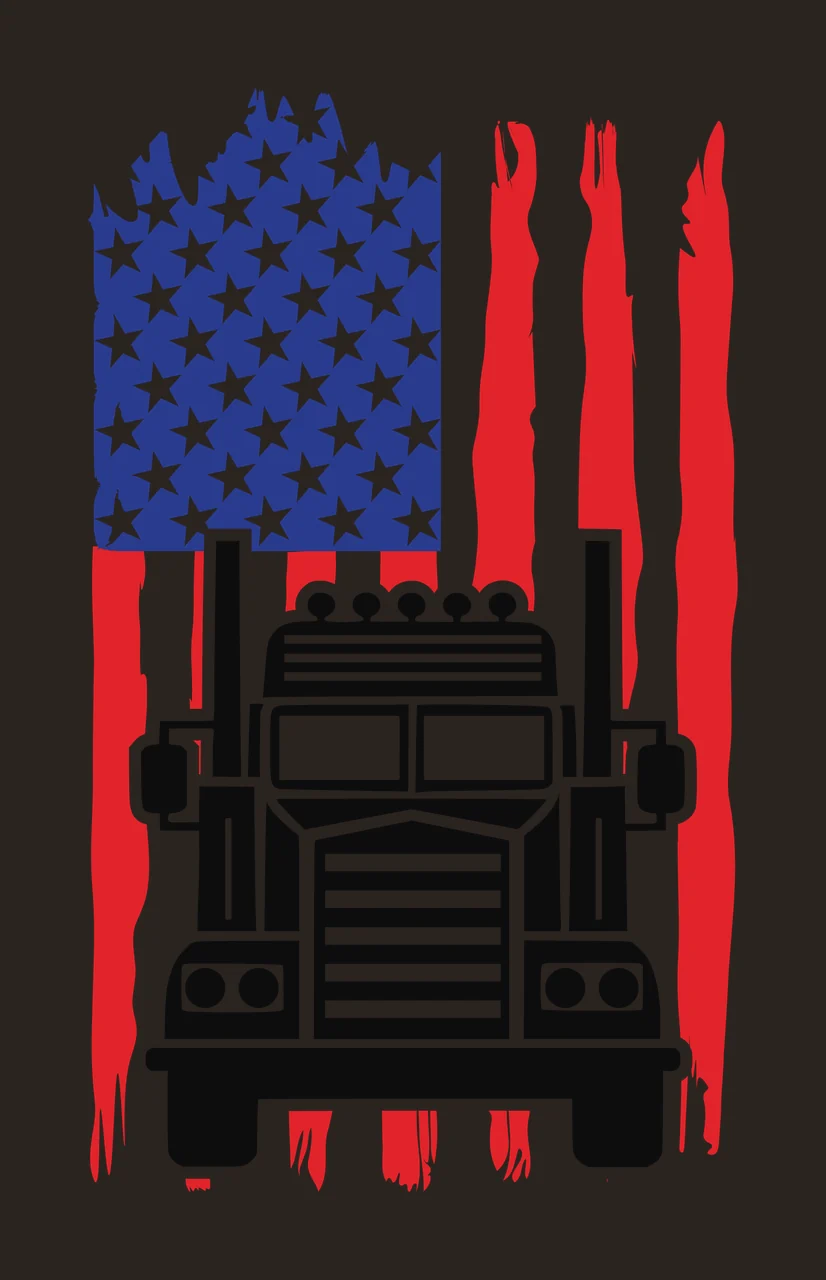 Semi Truck Flag Front View On Vertical Distressed stationary contrast preview thumbnail