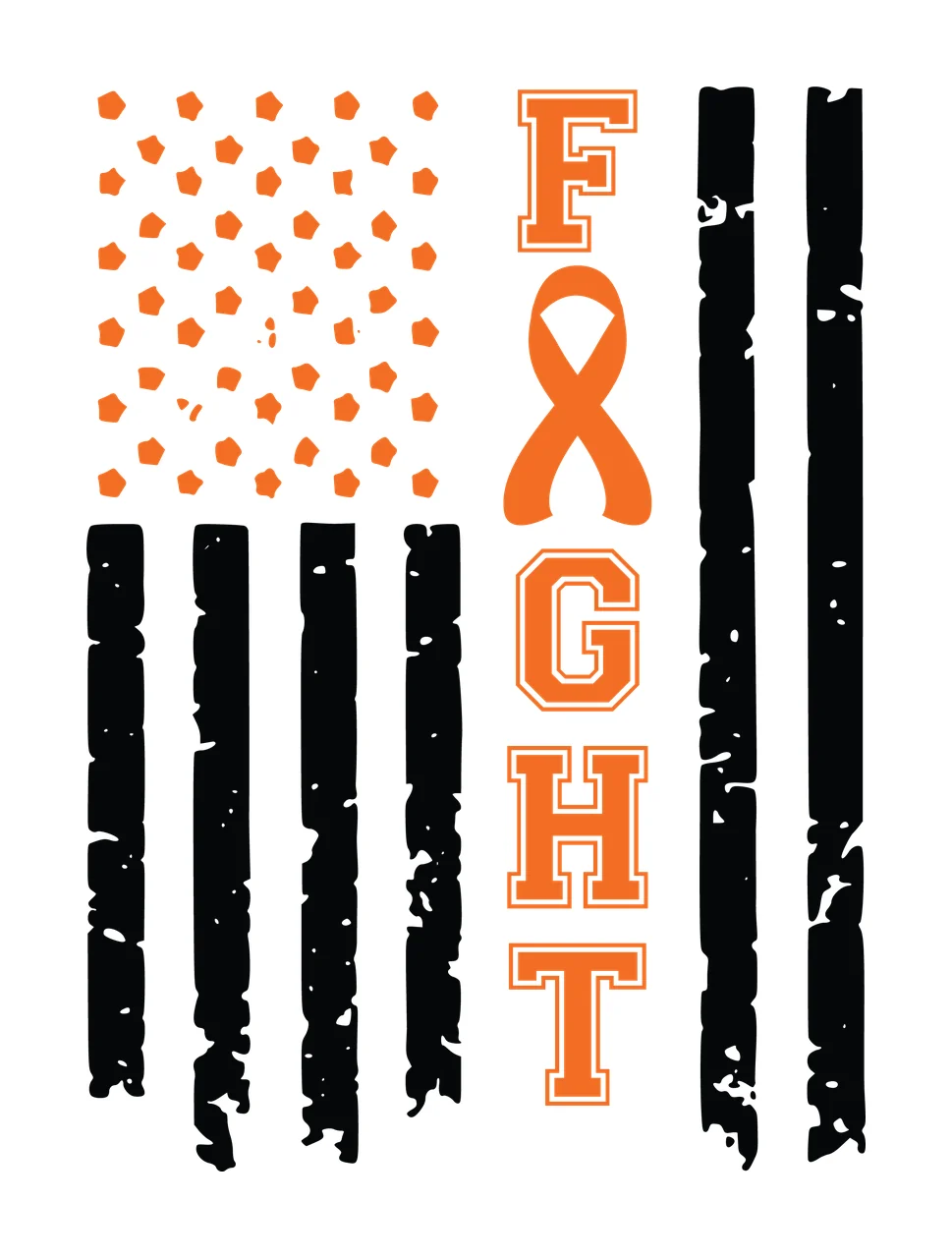 Fight Ribbon American Flag Grunge Print stripes stars distressed