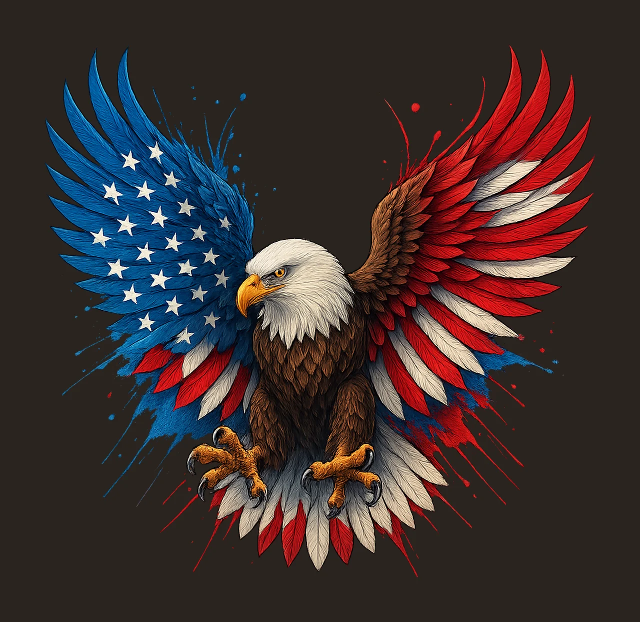 Bald Eagle with US flag Patriotic American Flag Artwork 4th contrast preview thumbnail