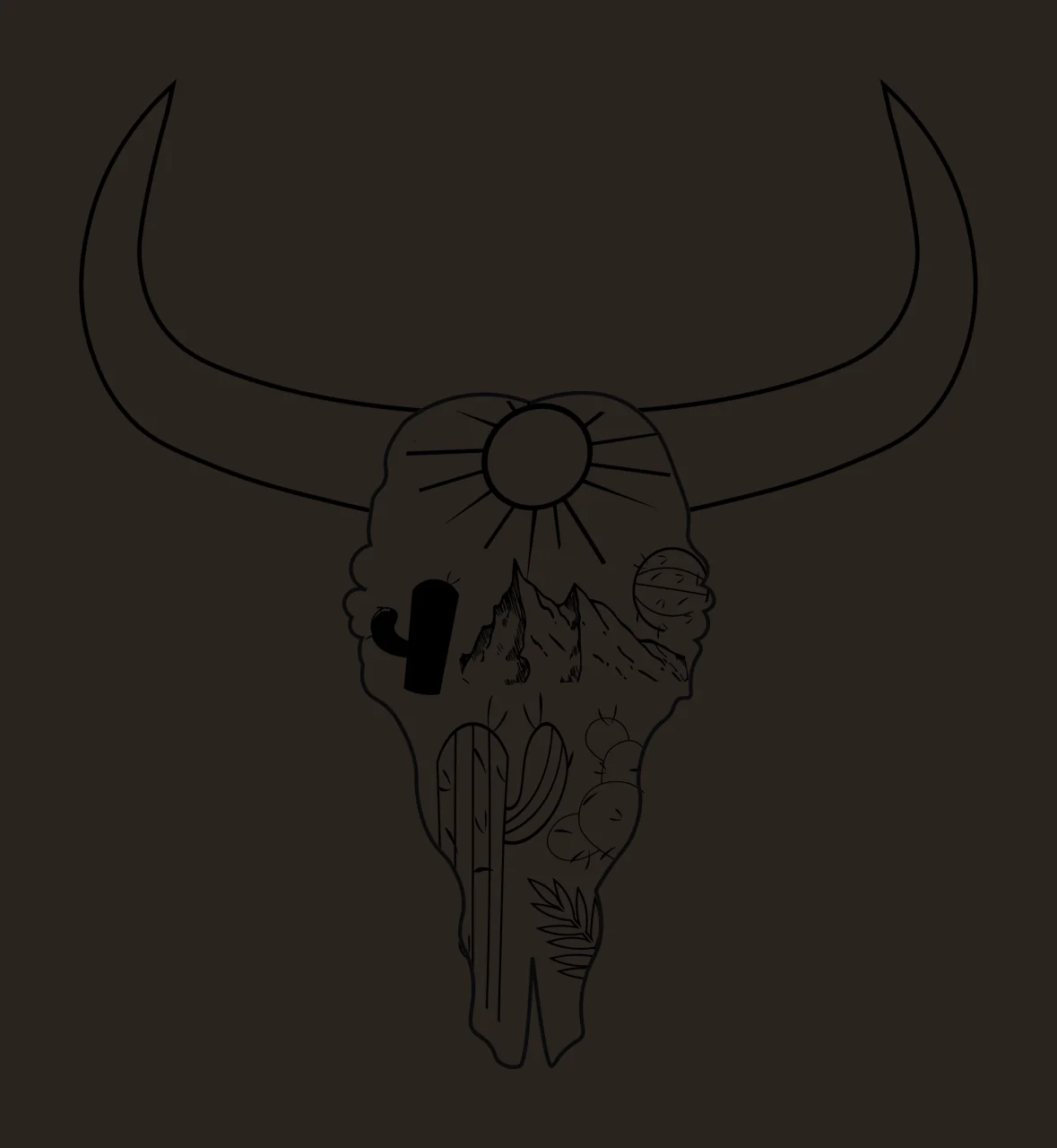 Can Glass Wrap Bull Skull Enclosing Landscape contrast preview thumbnail