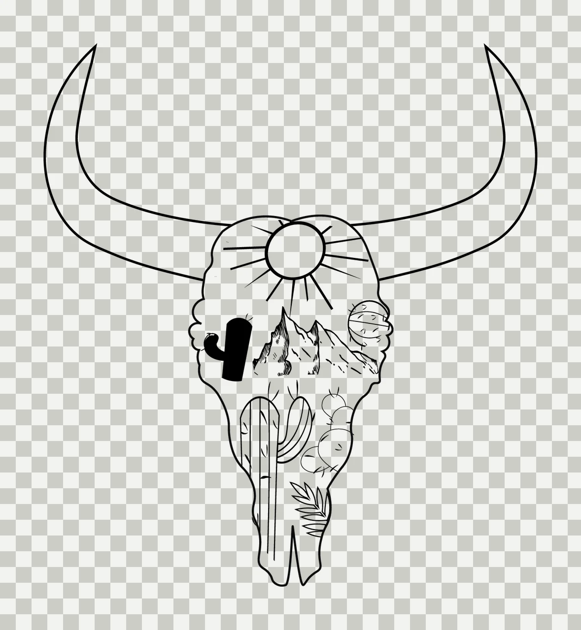 Can Glass Wrap Bull Skull Enclosing Landscape transparency and detail preview thumbnail