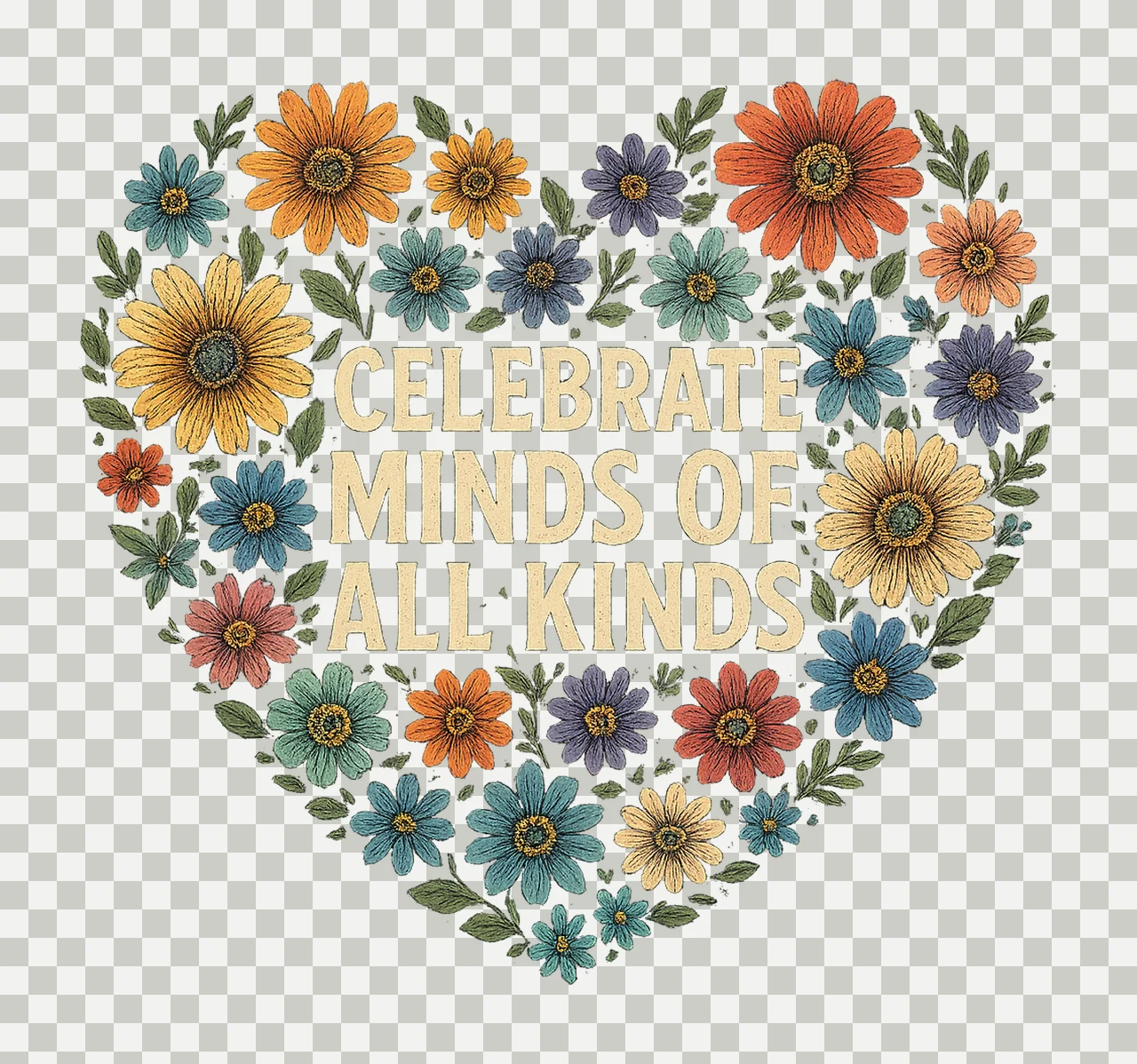 Floral Celebrate Minds of All Kinds Autism Awareness Design transparency and detail preview thumbnail