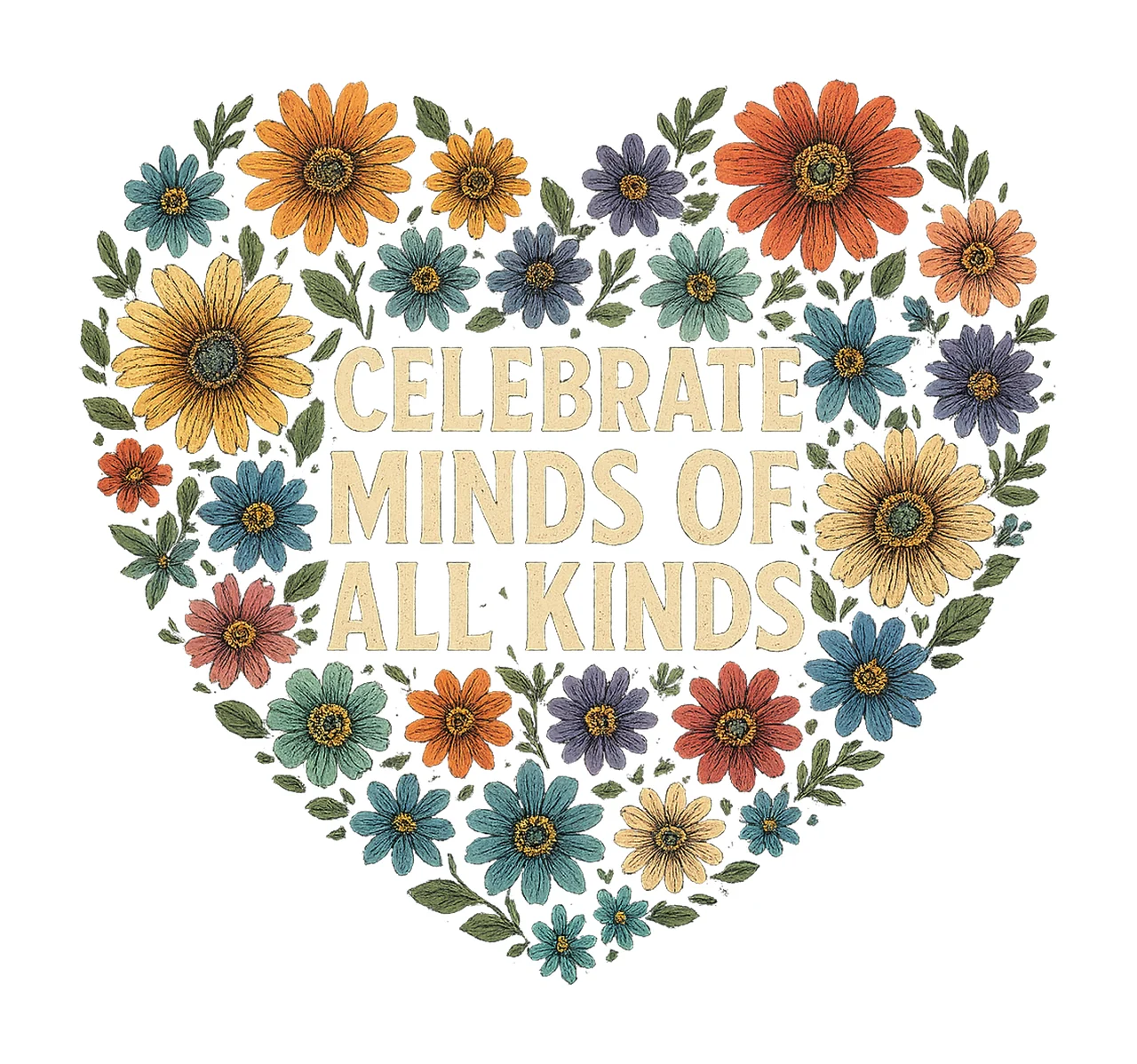 Floral Celebrate Minds of All Kinds Autism Awareness Design