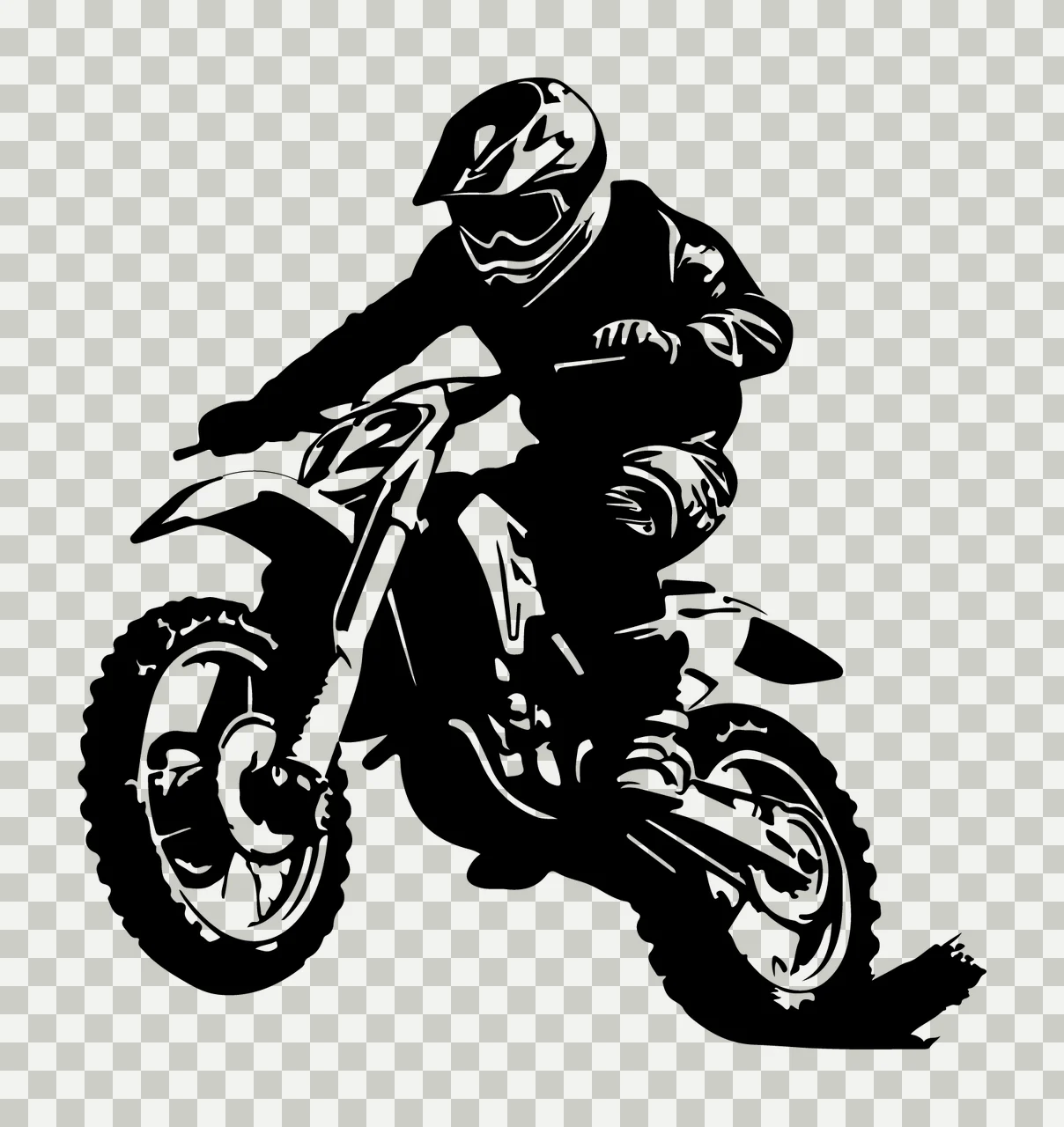 Motocross Rider Jumping On Bike motorcycle helmet silhouette transparency and detail preview thumbnail