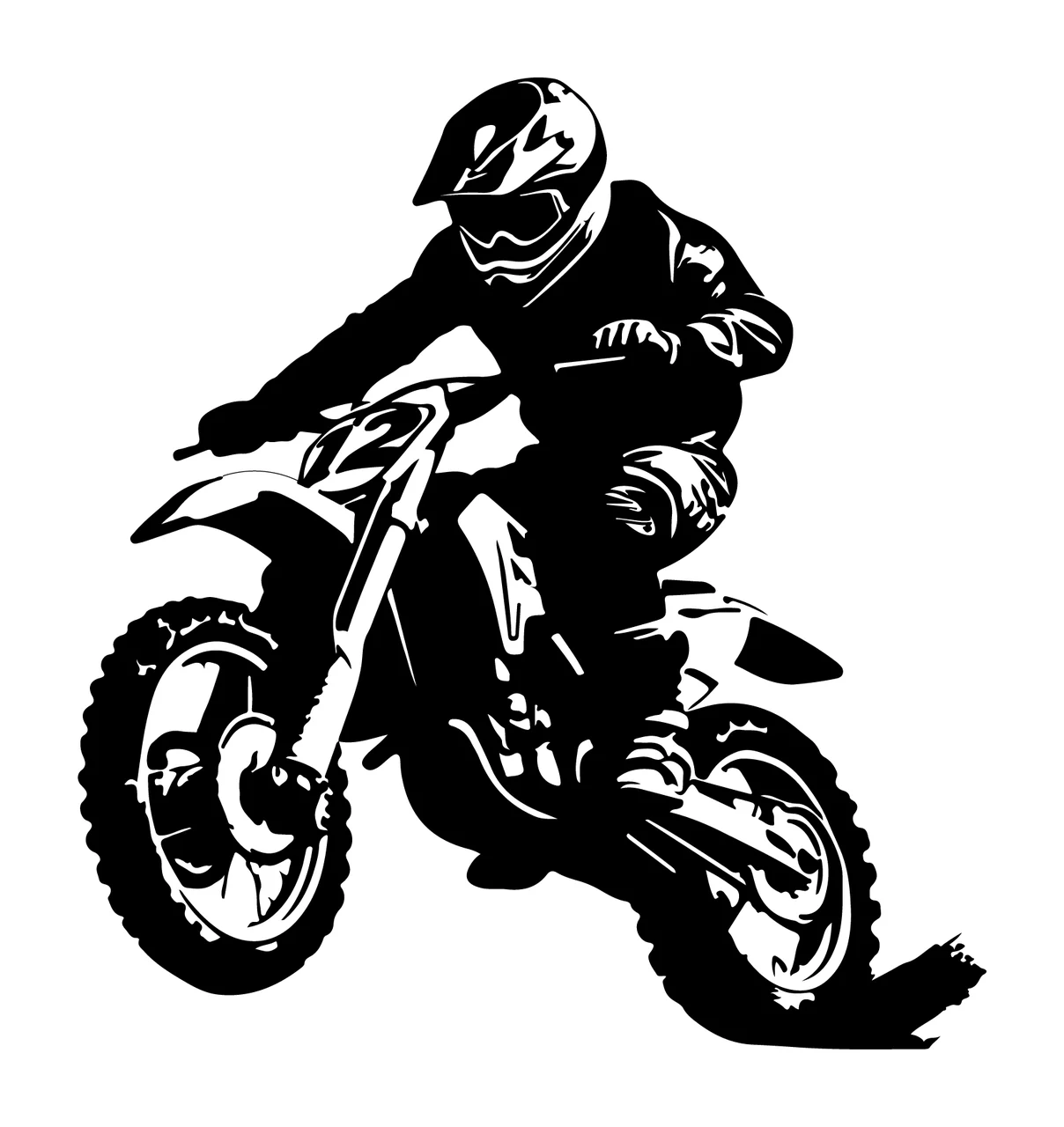 Motocross Rider Jumping On Bike motorcycle helmet silhouette