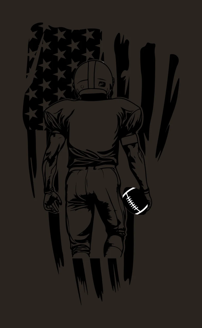Football Flag Player Standing Before Silhouette helmet black contrast preview thumbnail