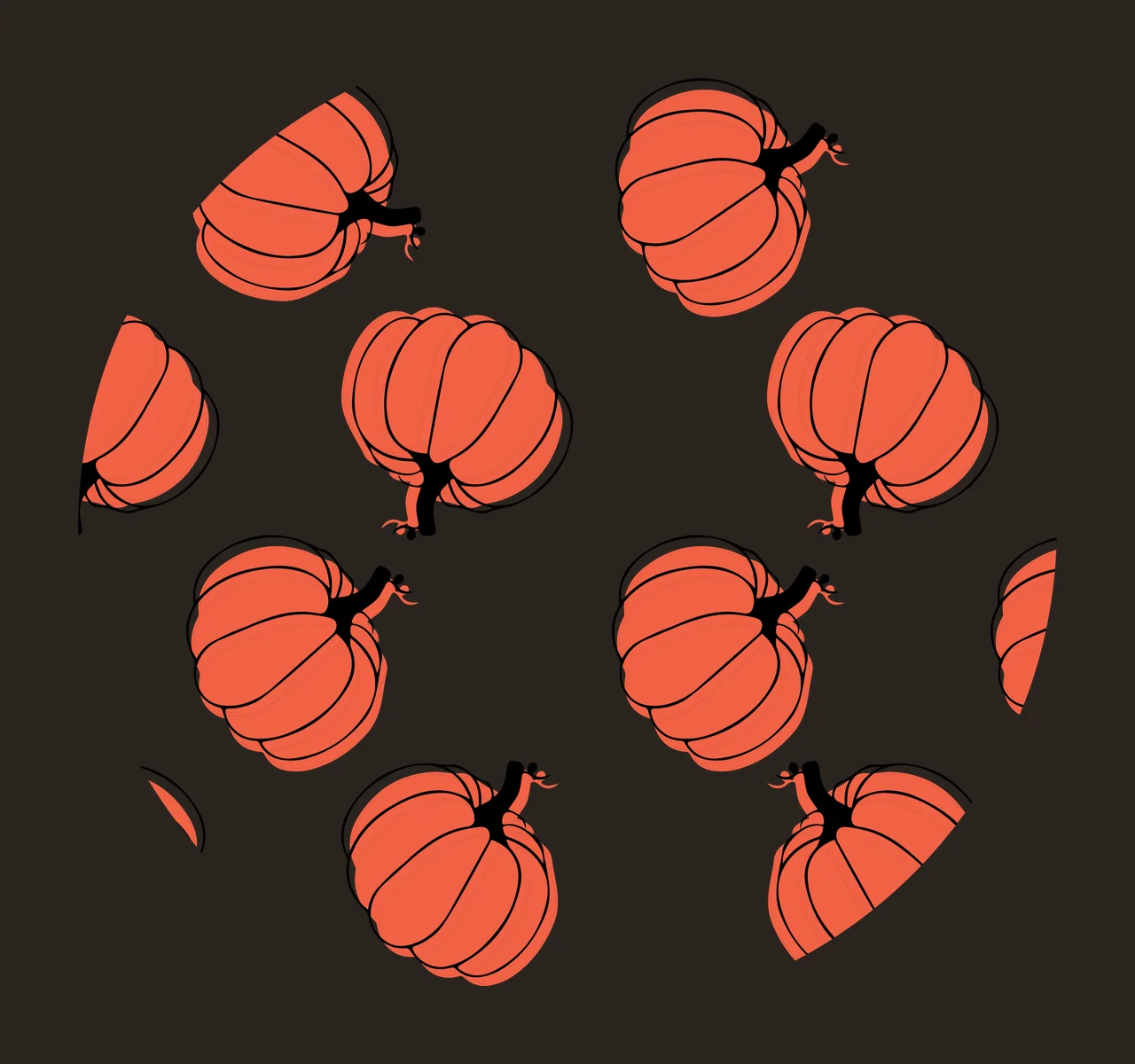 Keychain Pumpkin Pattern On Black Circle pumpkins line art contrast preview thumbnail