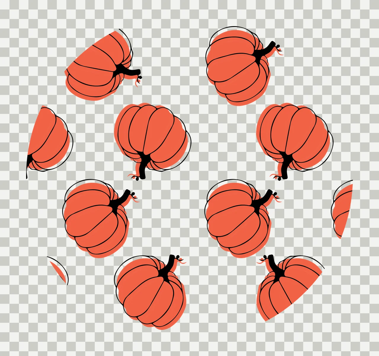 Keychain Pumpkin Pattern On Black Circle pumpkins line art transparency and detail preview thumbnail