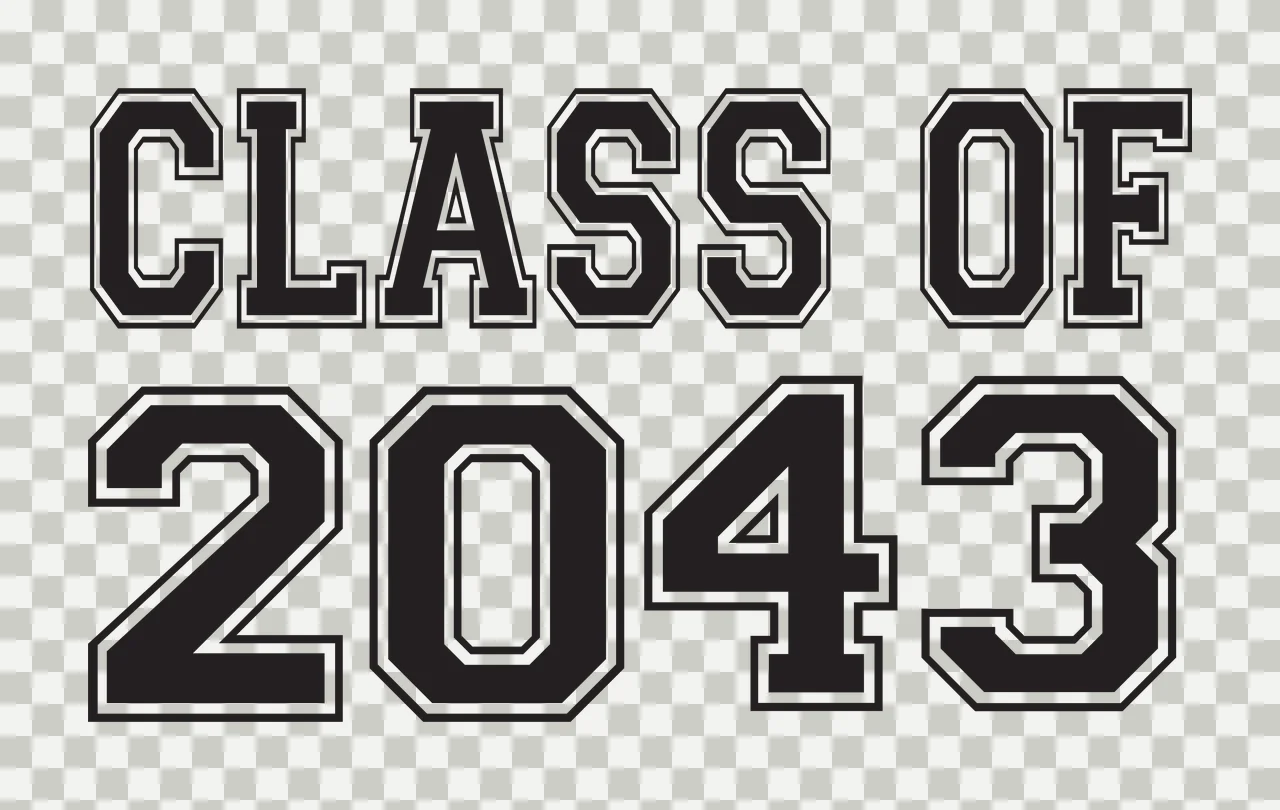 CLASS OF 2043 Typography Design in black and white transparency and detail preview thumbnail