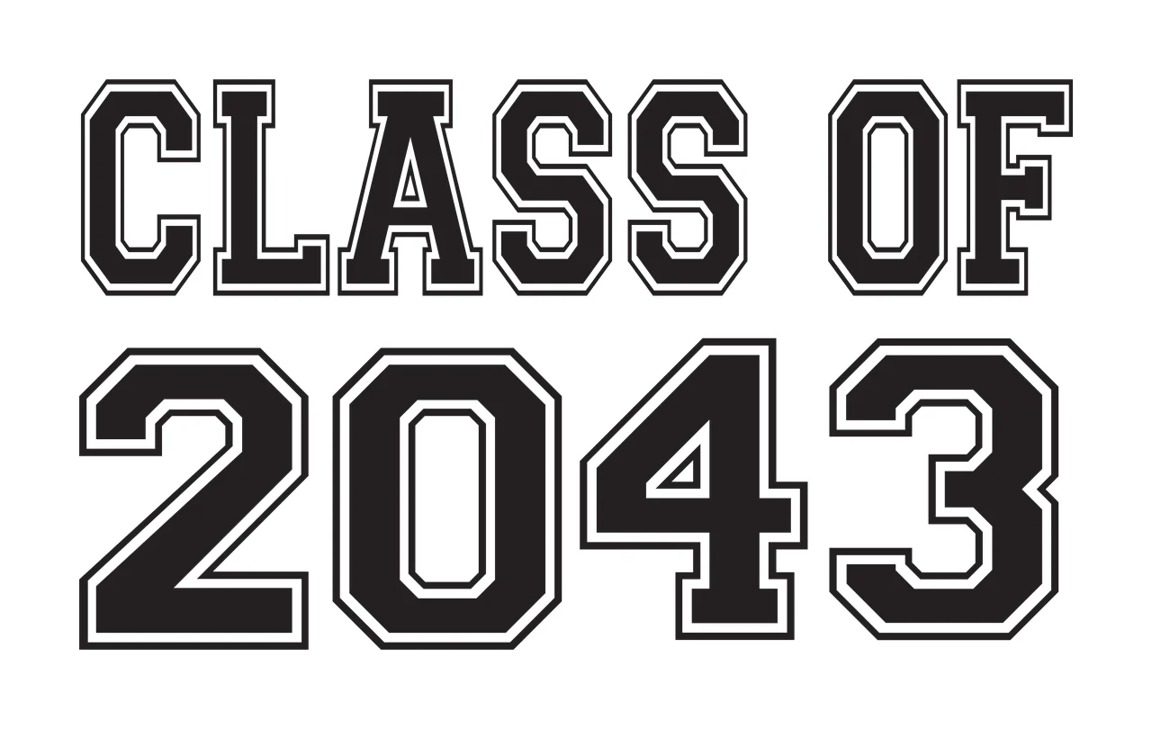 CLASS OF 2043 Typography Design in black and white