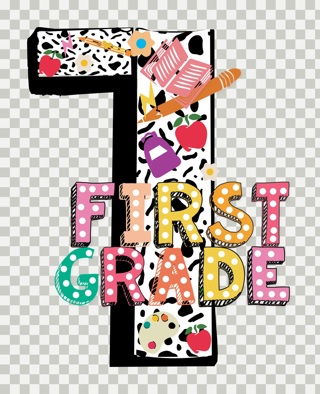 Grade Numbered Graphic number one pencil black white school transparency and detail preview thumbnail