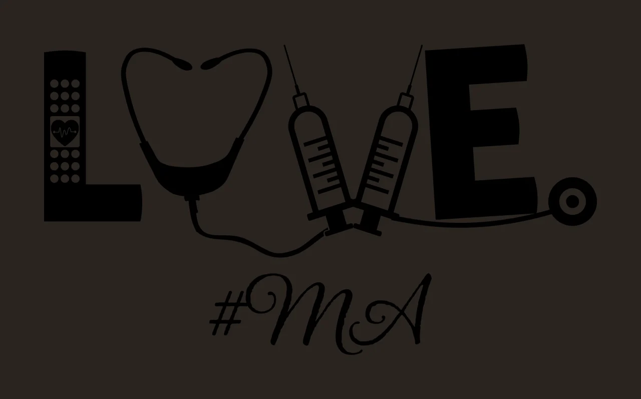 Love Ma Text With Stethoscope And Syringes Forming letters contrast preview thumbnail