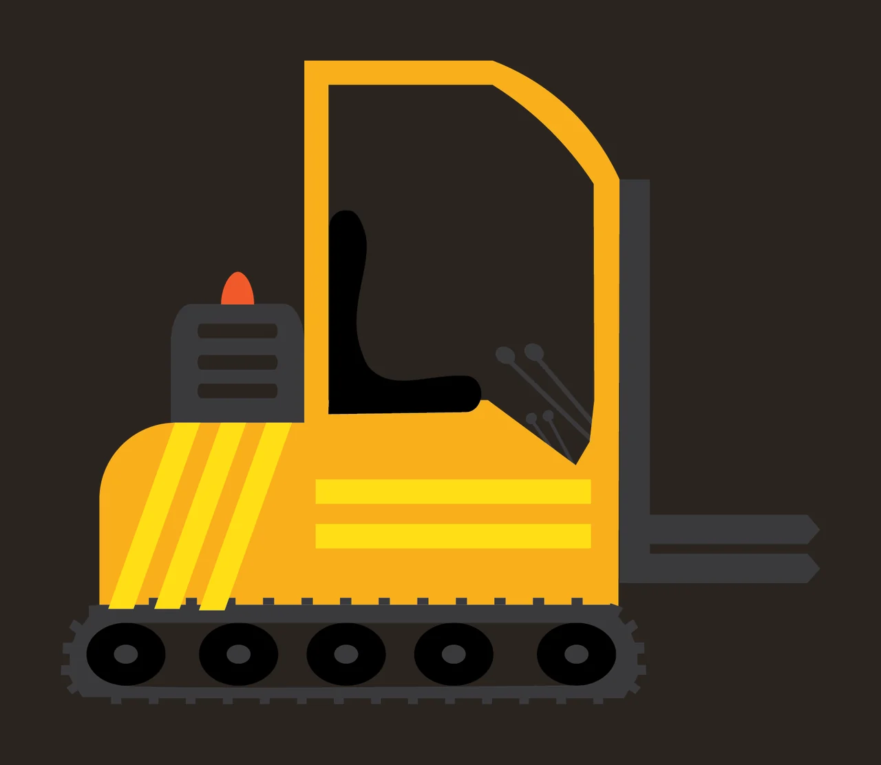 Construction Black Silhouette Of A Forklift With Heavy treads contrast preview thumbnail