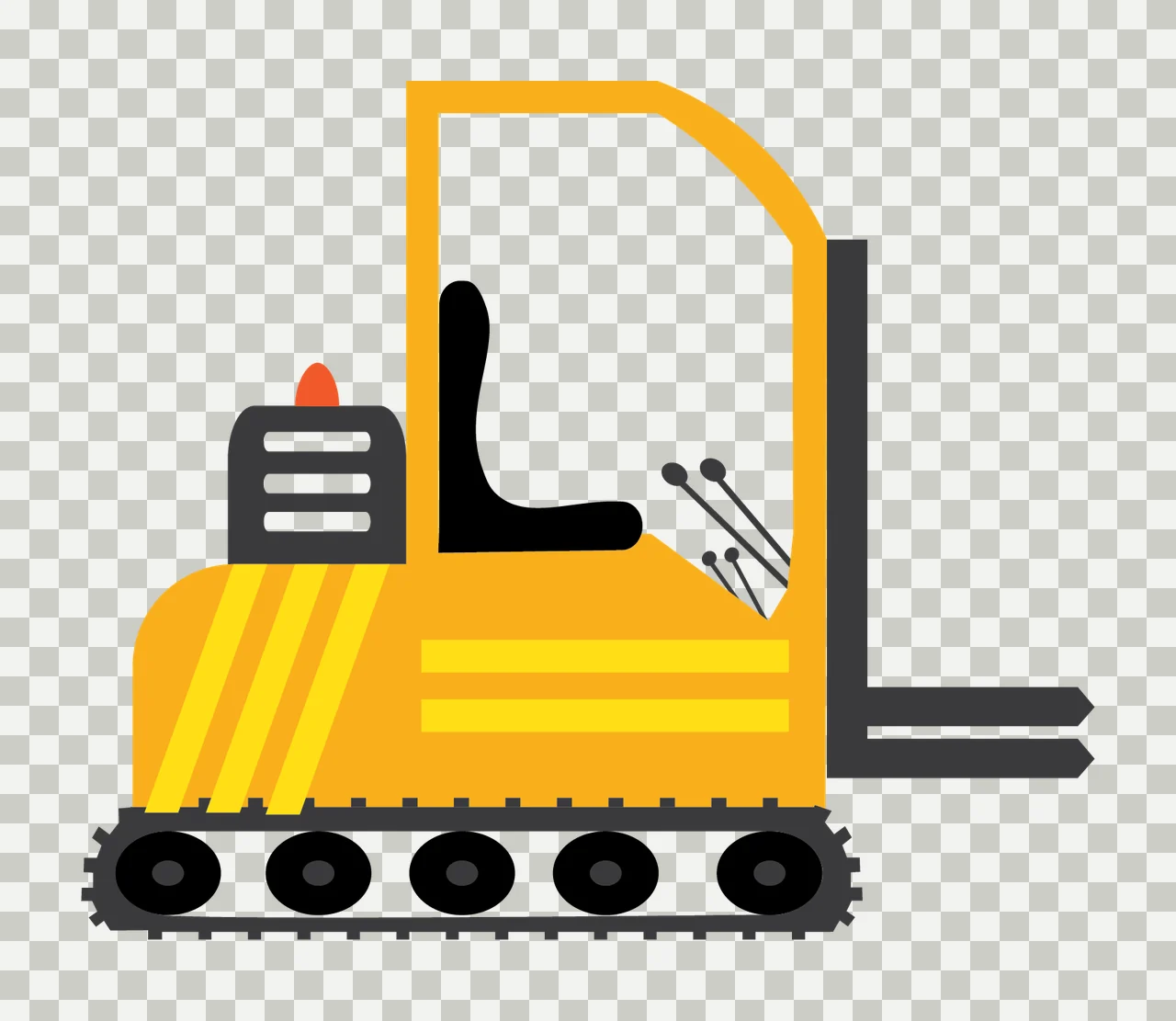 Construction Black Silhouette Of A Forklift With Heavy treads transparency and detail preview thumbnail