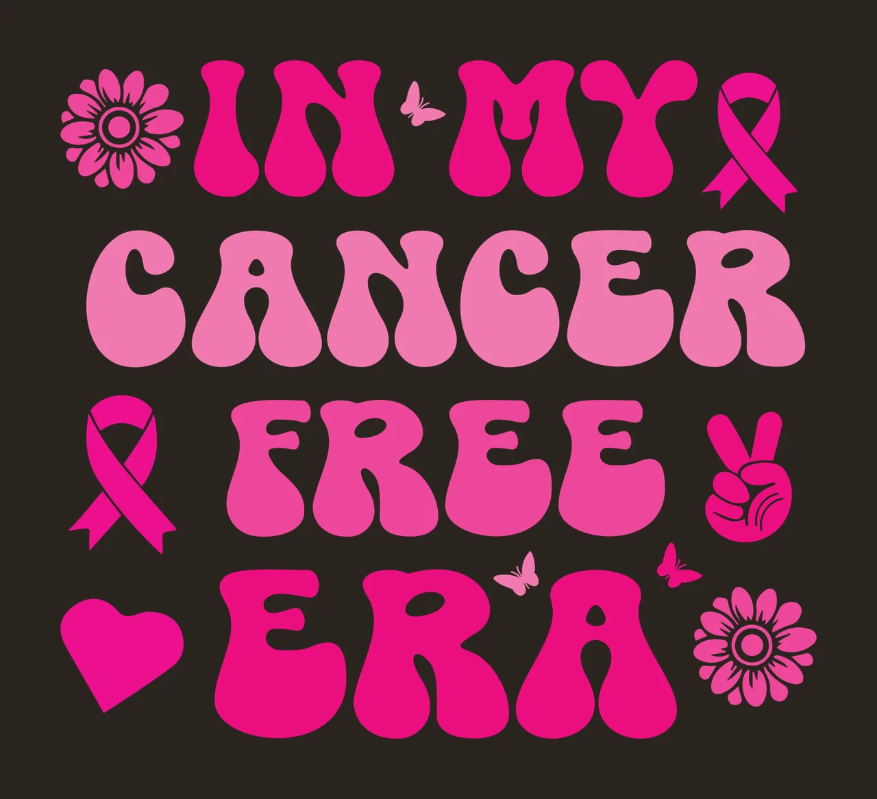 In My Cancer Free Era Typography displayed ribbon flower heart contrast preview thumbnail