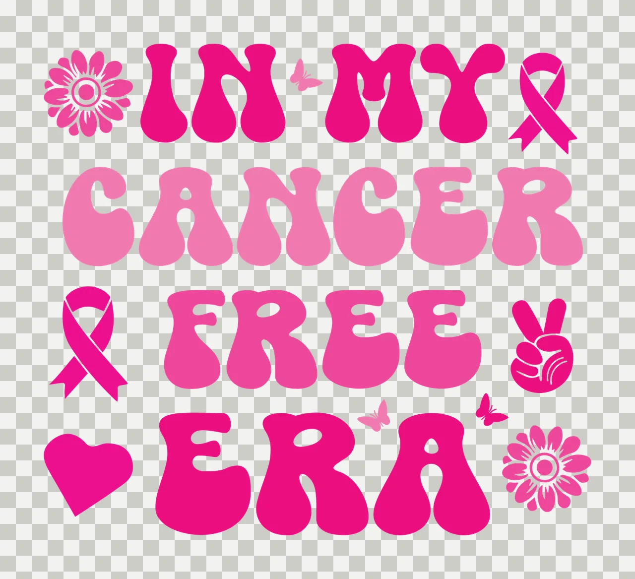 In My Cancer Free Era Typography displayed ribbon flower heart transparency and detail preview thumbnail