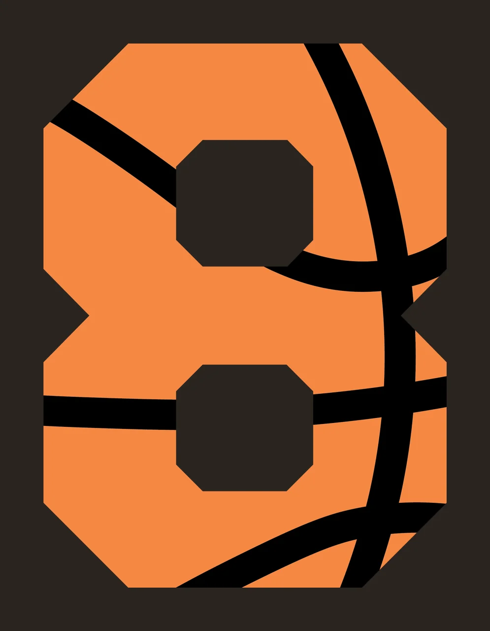 Number 8 Black Silhouette Of An Eight basketball lines sports contrast preview thumbnail
