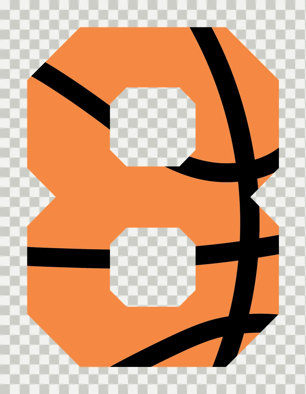 Number 8 Black Silhouette Of An Eight basketball lines sports transparency and detail preview thumbnail