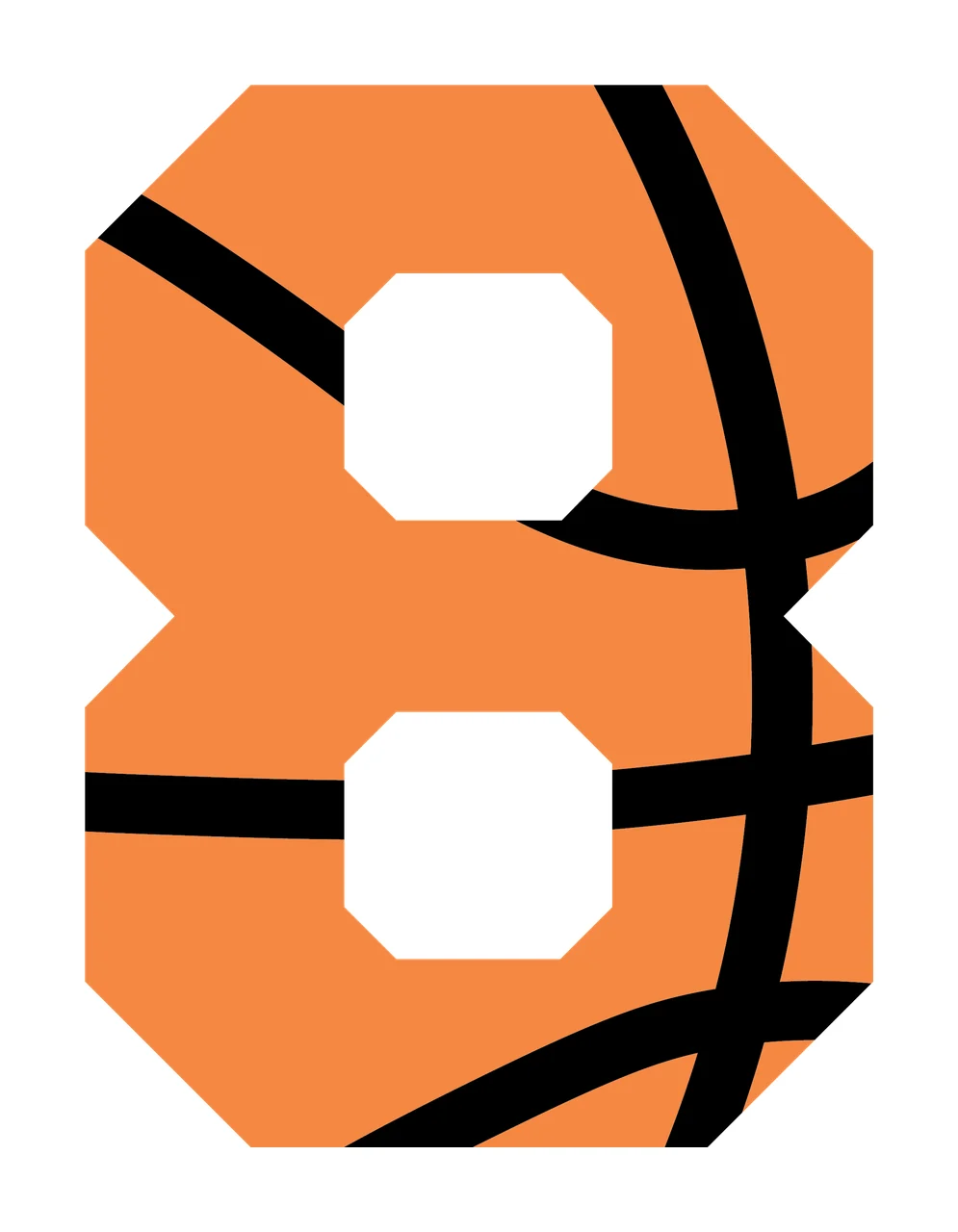 Number 8 Black Silhouette Of An Eight basketball lines sports