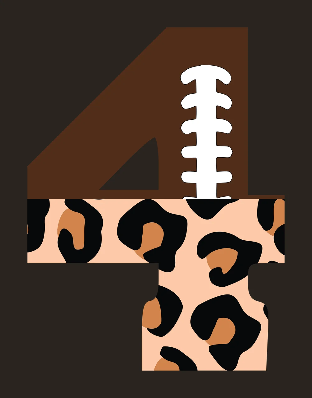 Football Font Half Leopard Character 27 american gridiron touchdown contrast preview thumbnail