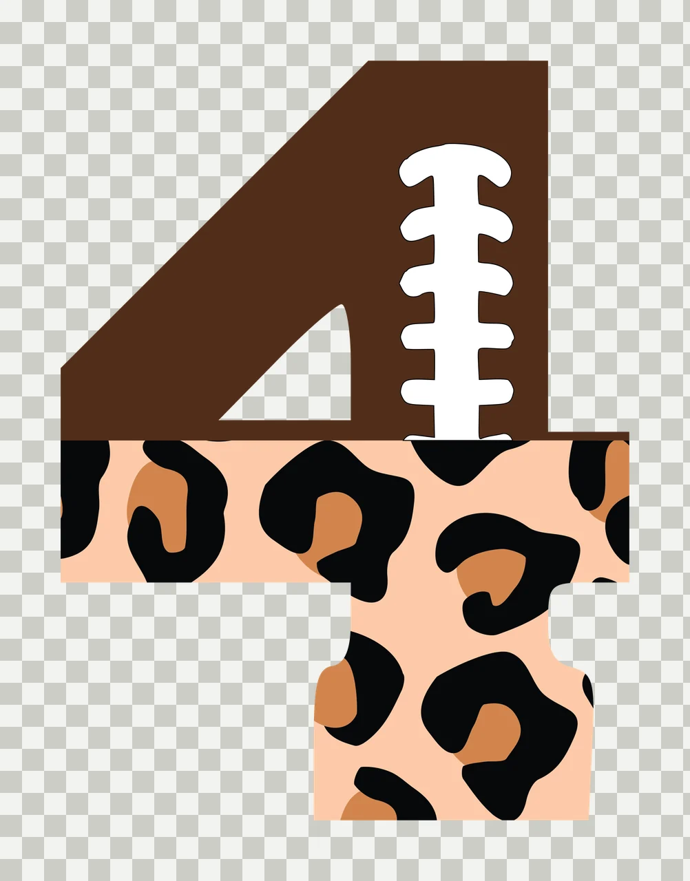 Football Font Half Leopard Character 27 american gridiron touchdown transparency and detail preview thumbnail