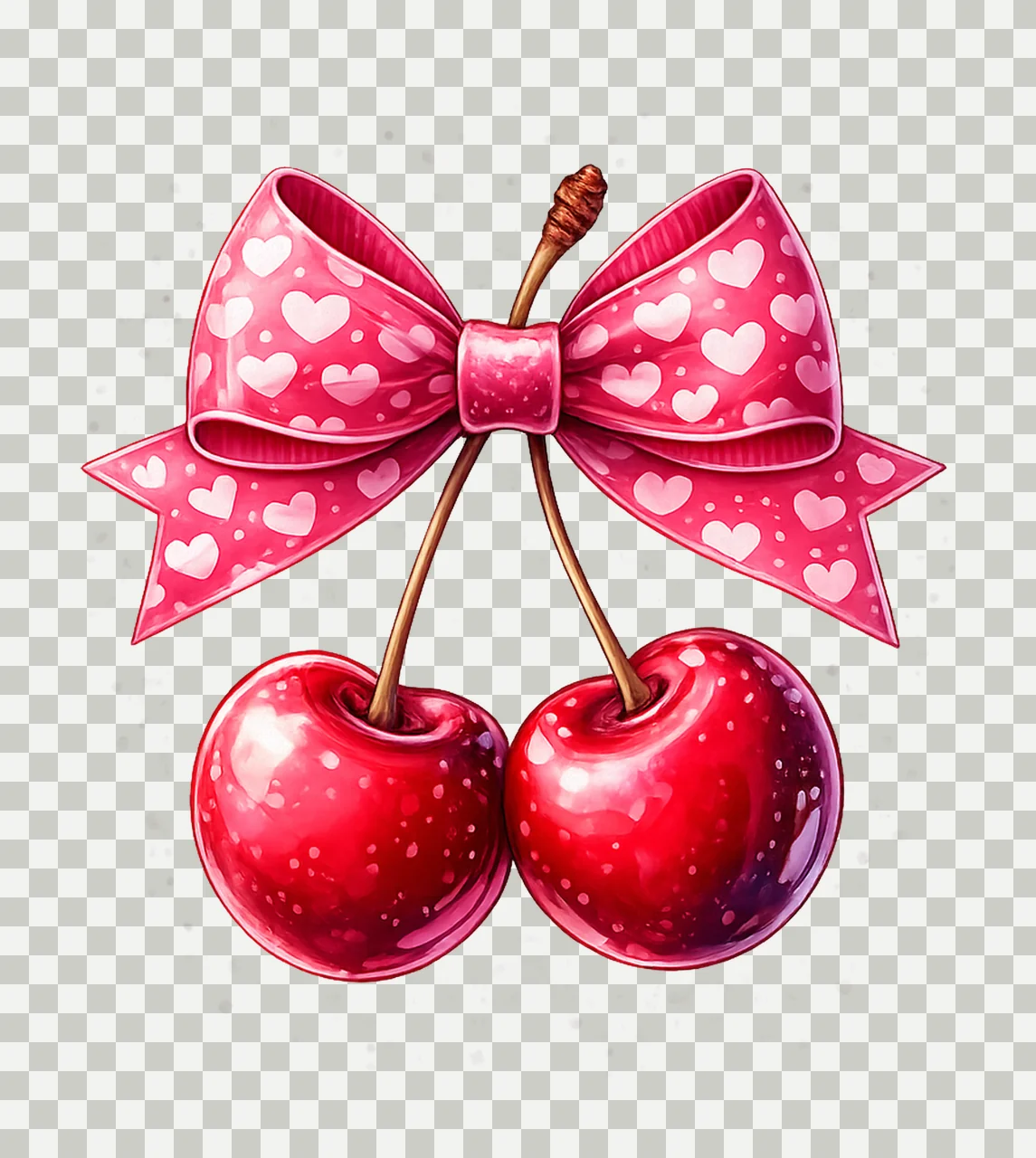 Cherries bow retro coquette polka dot design trendy transparency and detail preview thumbnail