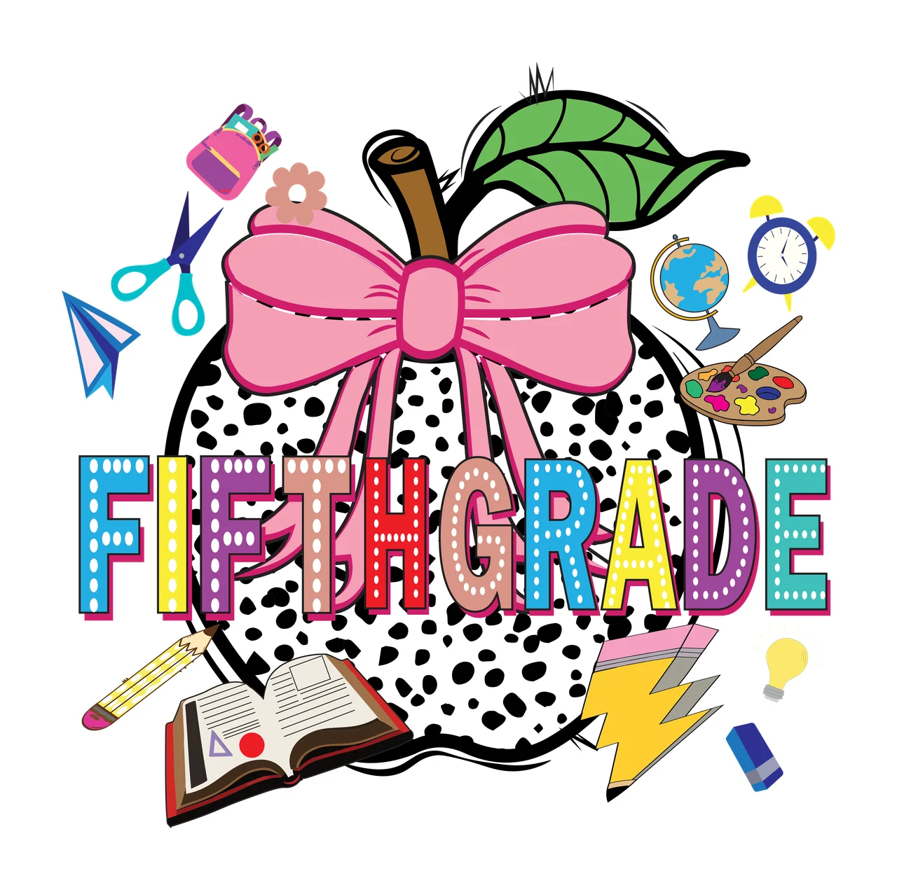 Apple Grade Fifth Grade And School Items listing scissors book