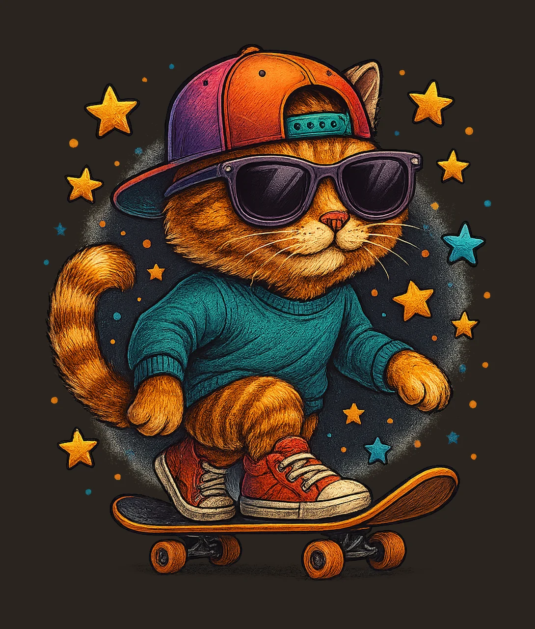 Rex on Skateboard Dinosaur Artwork for Kids Fun Dino contrast preview thumbnail