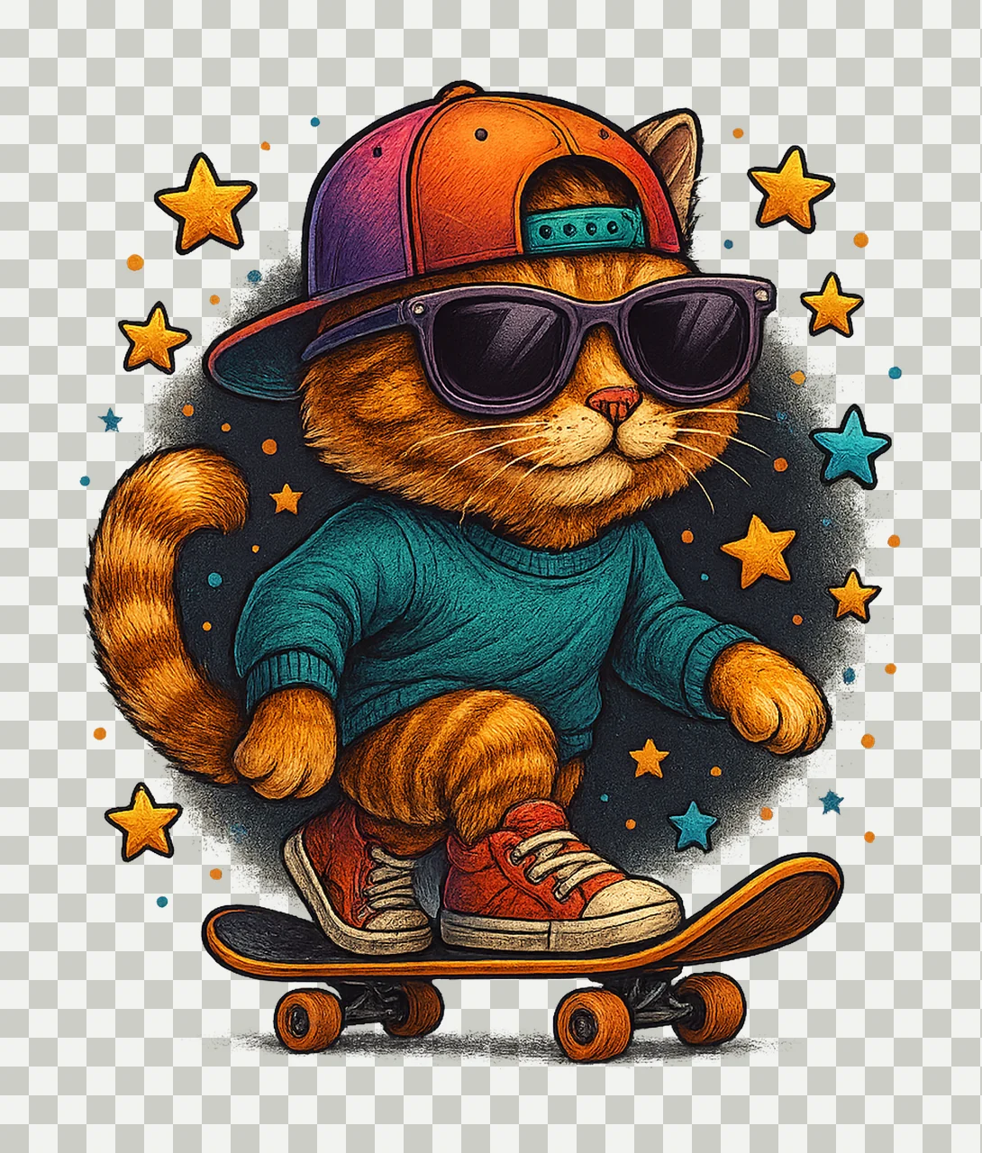 Rex on Skateboard Dinosaur Artwork for Kids Fun Dino transparency and detail preview thumbnail