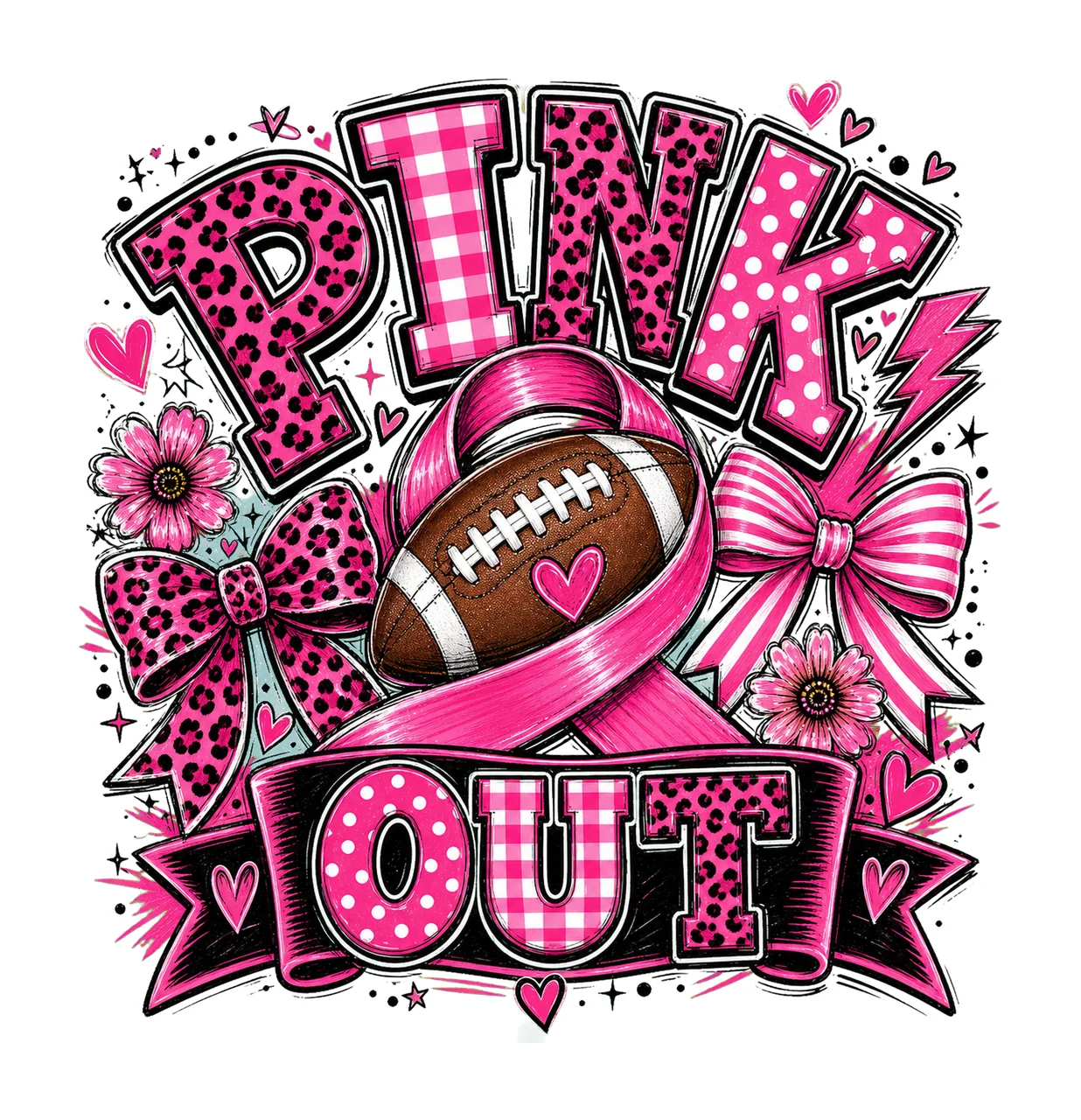 Pink Out Breast Cancer Football Breast Cancer Variation D