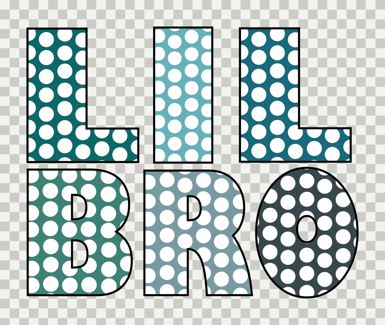 Lil Bro Text Block Design letters typography black white font transparency and detail preview thumbnail