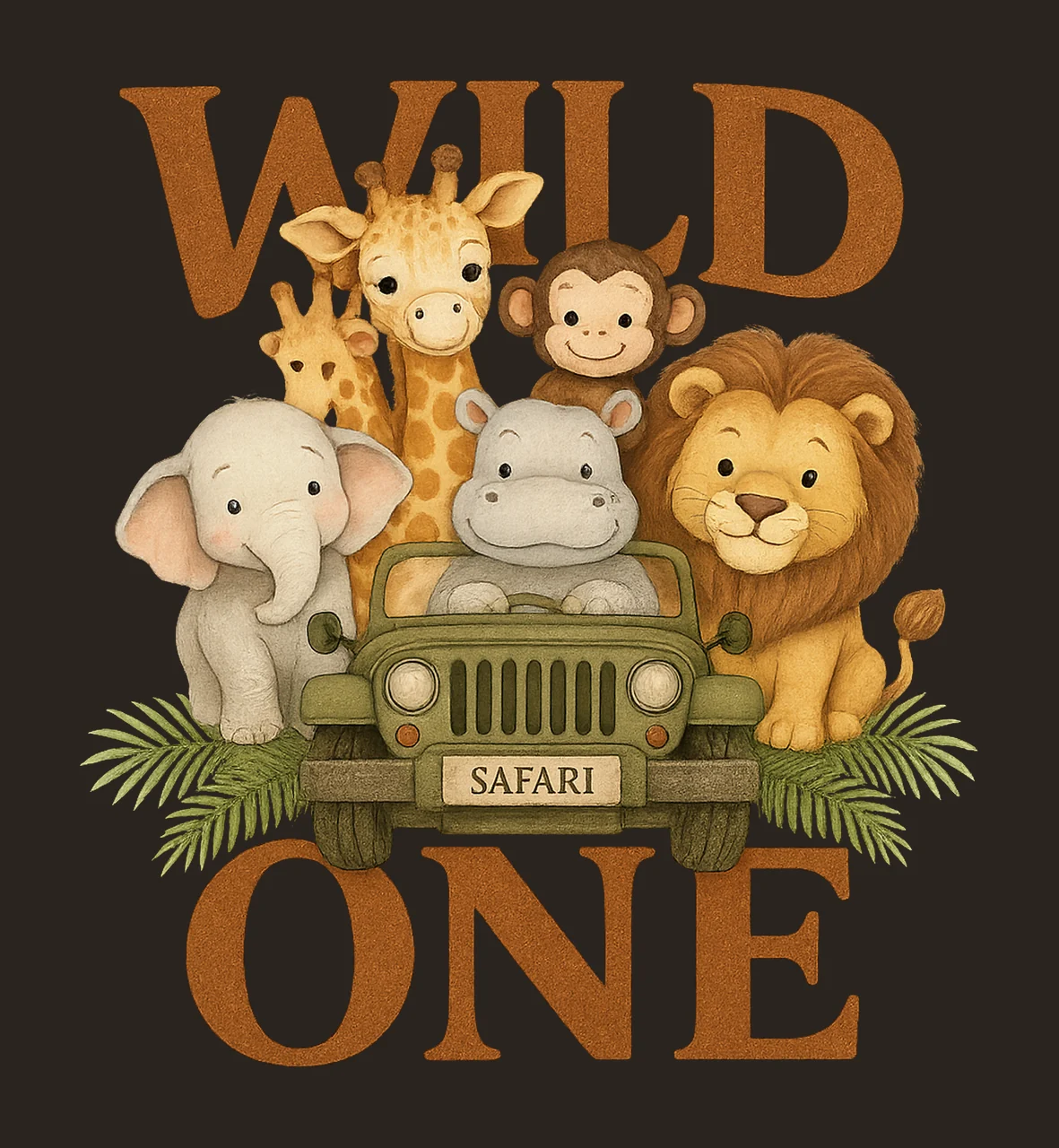 Wild One Jungle Animals 1st Birthday Safari Design Animal contrast preview thumbnail