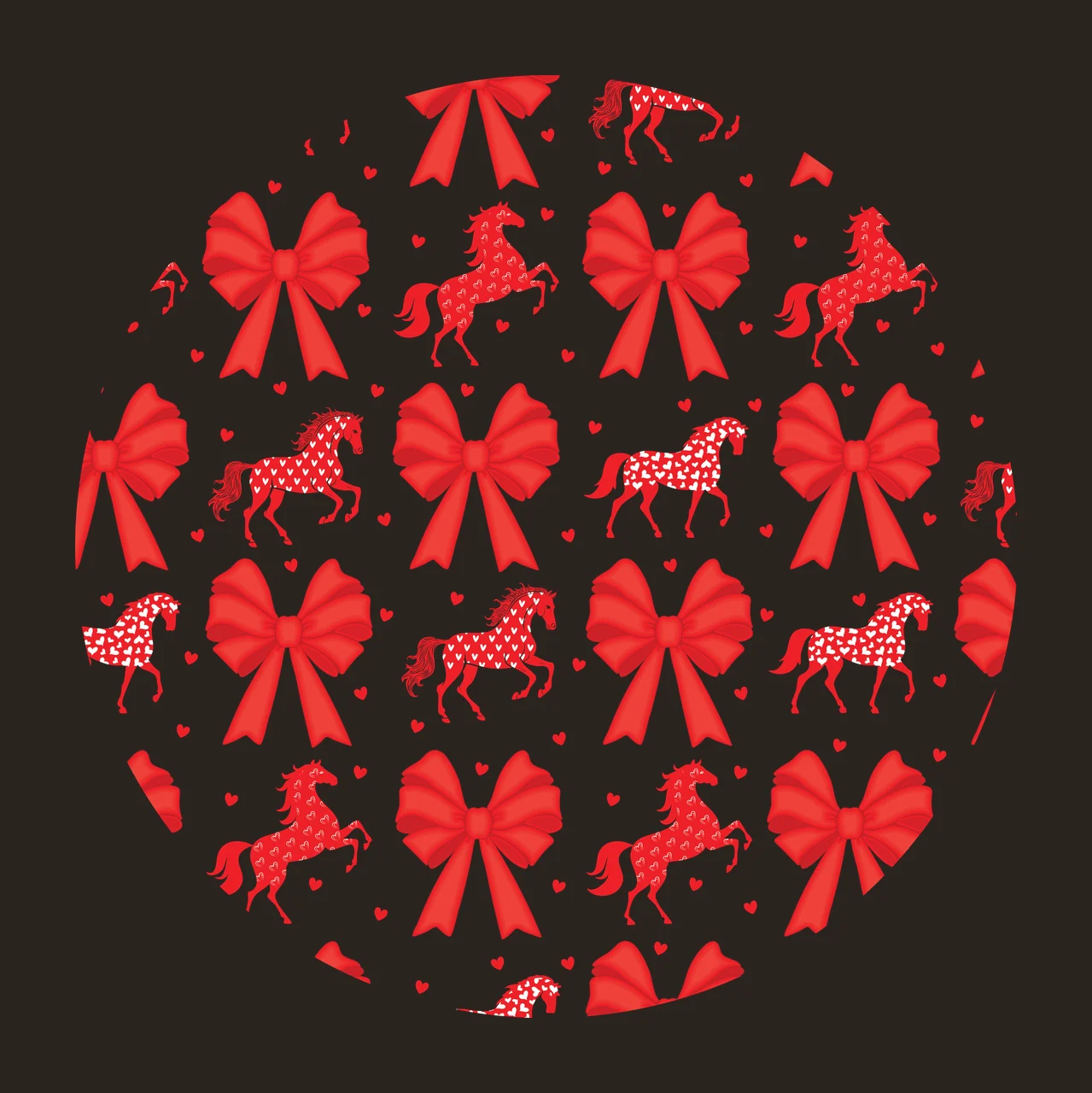 Keychain Horse Ribbon Pattern Circle Background horses and ribbons contrast preview thumbnail
