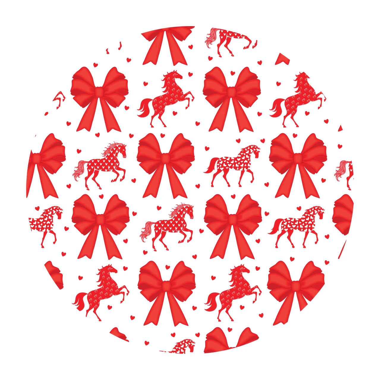 Keychain Horse Ribbon Pattern Circle Background horses and ribbons