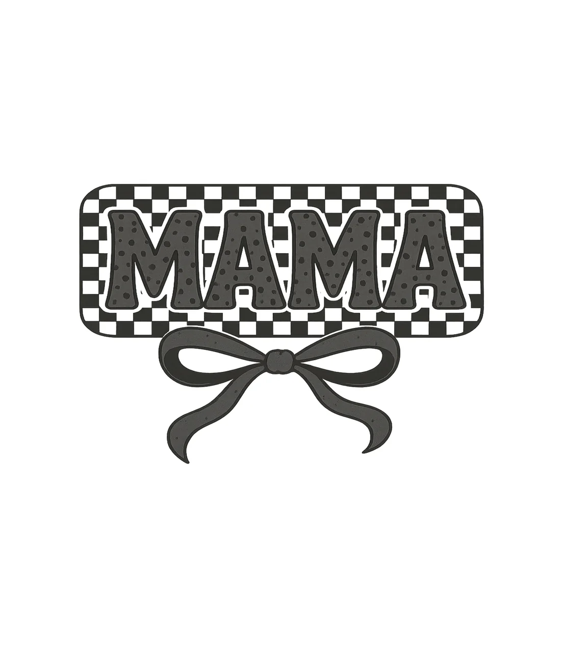 Checkered Bow Mama Checkerboard Label text pattern rectangle